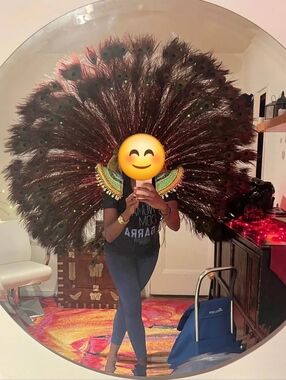 Real Peacock Feather Showgirl Costume Backpiece